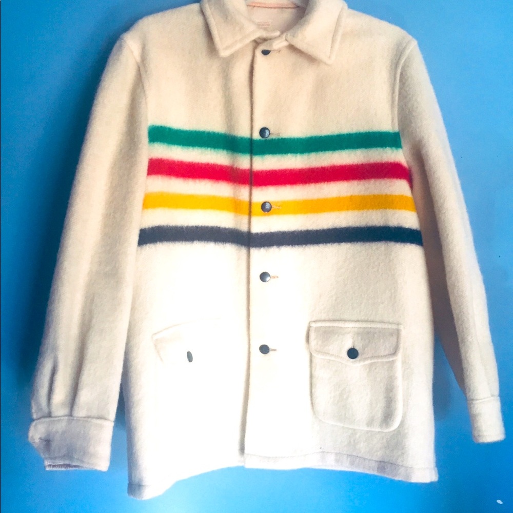 Vtg ORIG HUDSON BAY Wool 4 Pt BLKT COAT JACKET 60s